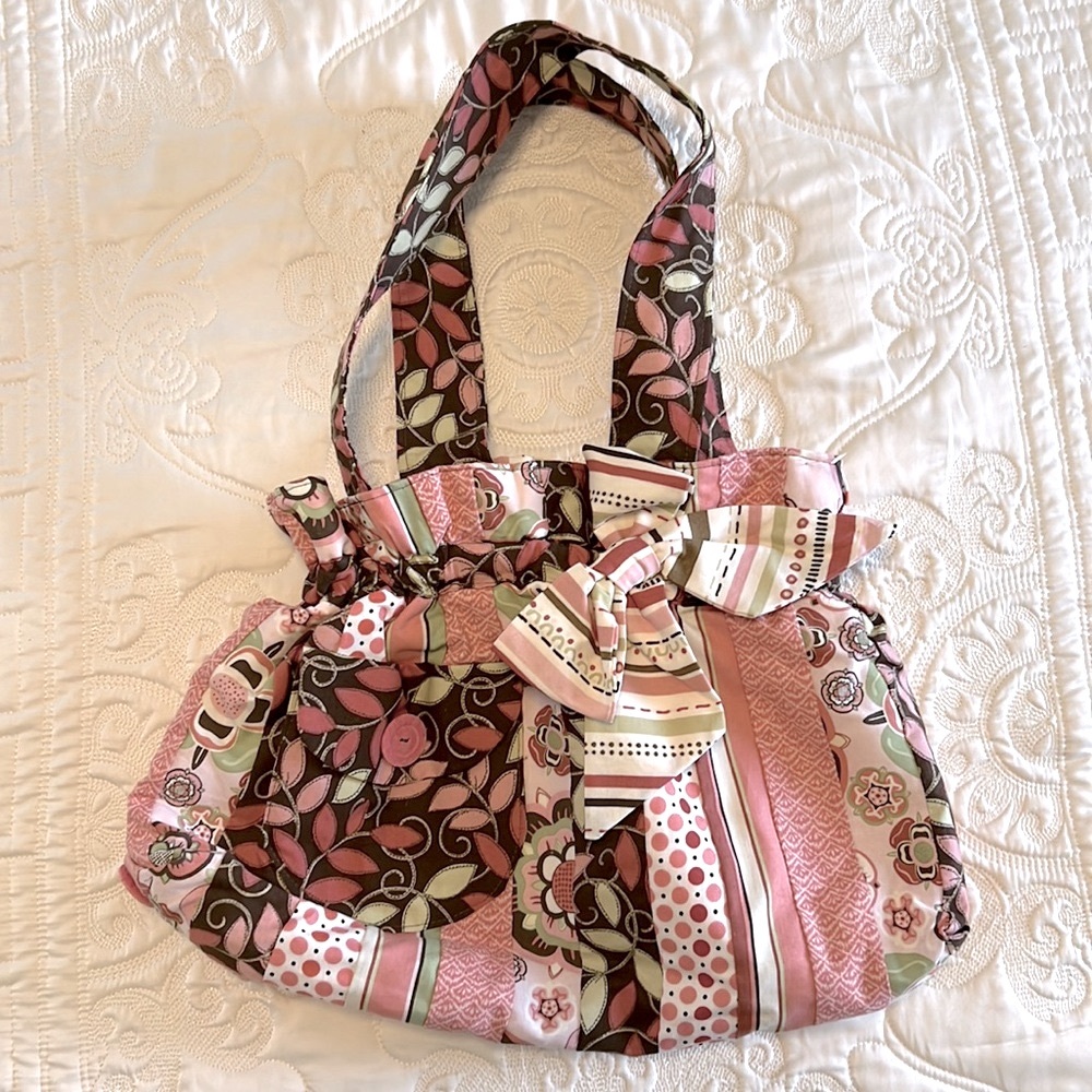 NWOT Patchwork Handbag with Tie Closure
